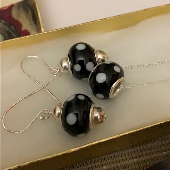 Murano Style Glass Bead Necklace & Earrings Set - Picture 1 of 8